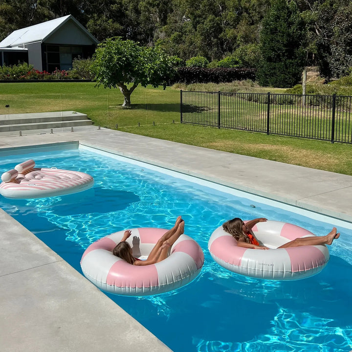 LUXE TUBE POOL RING STOLE MY HEART PINK STRIPE - BeachLife Concept