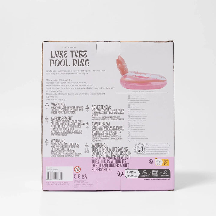 LUXE TUBE POOL RING STRAWBERRY PINK BeachLife Concept