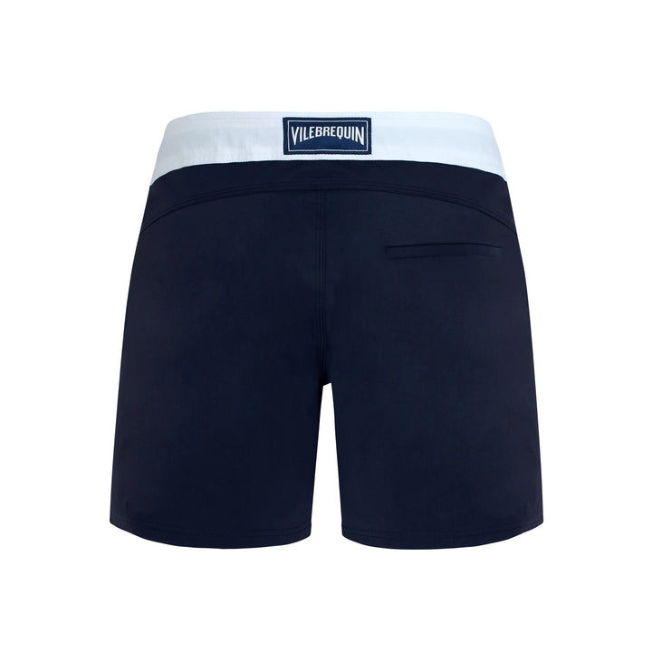 MAILLOT DE BAIN MERLE COURT STRETCH CEINTURE PLATE COLOR BLOCK BLEU MARINE - BeachLife Concept
