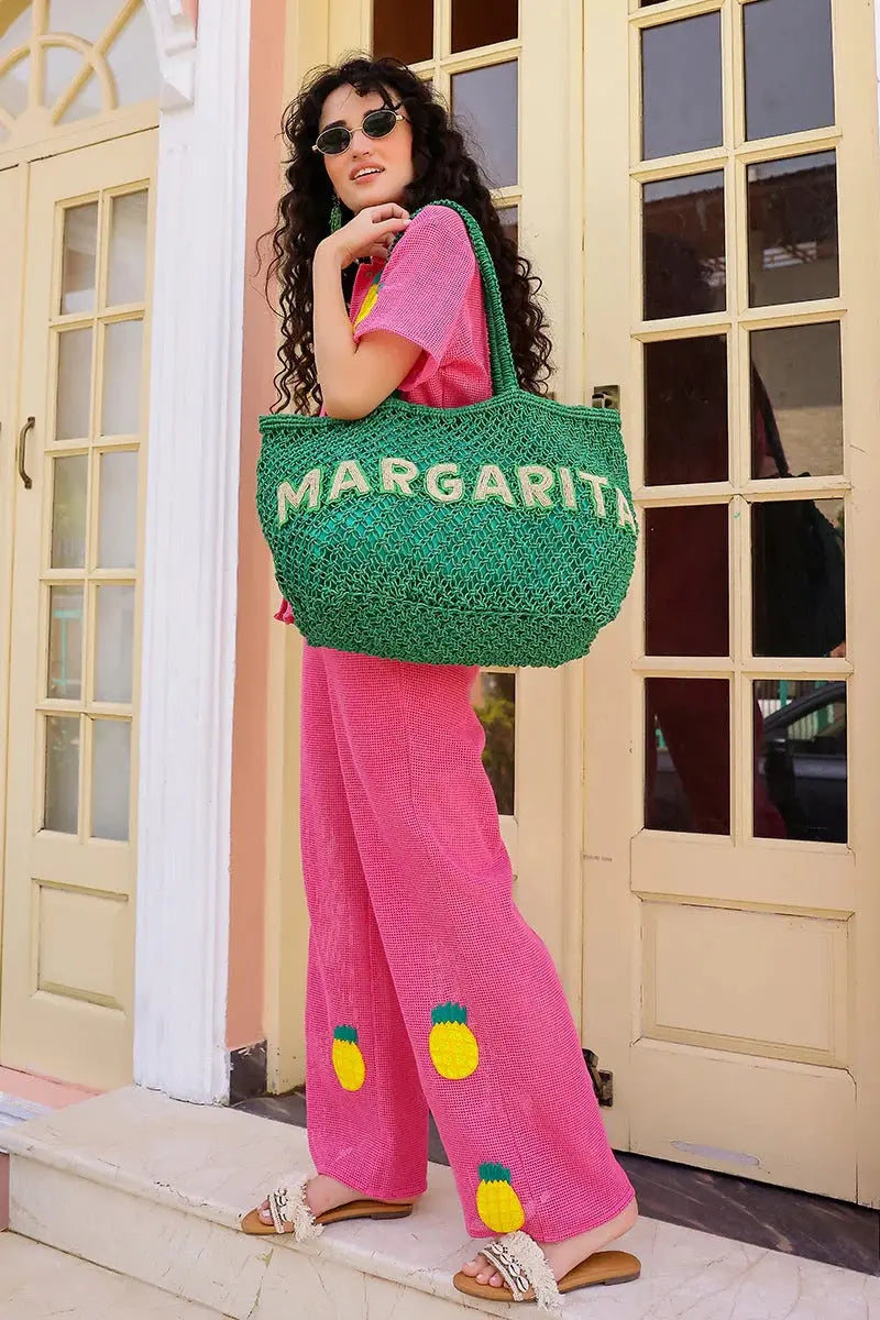 MARGARITA BEADED MACRAME JUTE TOTE AMERICA & BEYOND