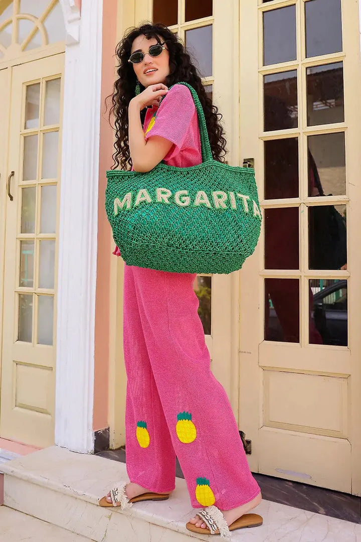 MARGARITA BEADED MACRAME JUTE TOTE AMERICA & BEYOND