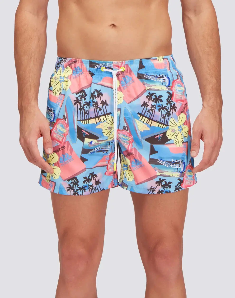 MEN BOARDSHORT ELASTIC WAIST REPREVE® IMPRESSION GREETINGS FROM CALIFORNIA - BeachLife Concept