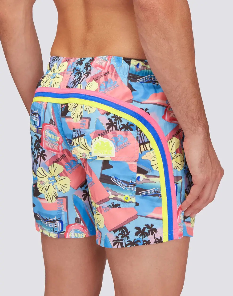 MEN BOARDSHORT ELASTIC WAIST REPREVE® IMPRESSION GREETINGS FROM CALIFORNIA - BeachLife Concept