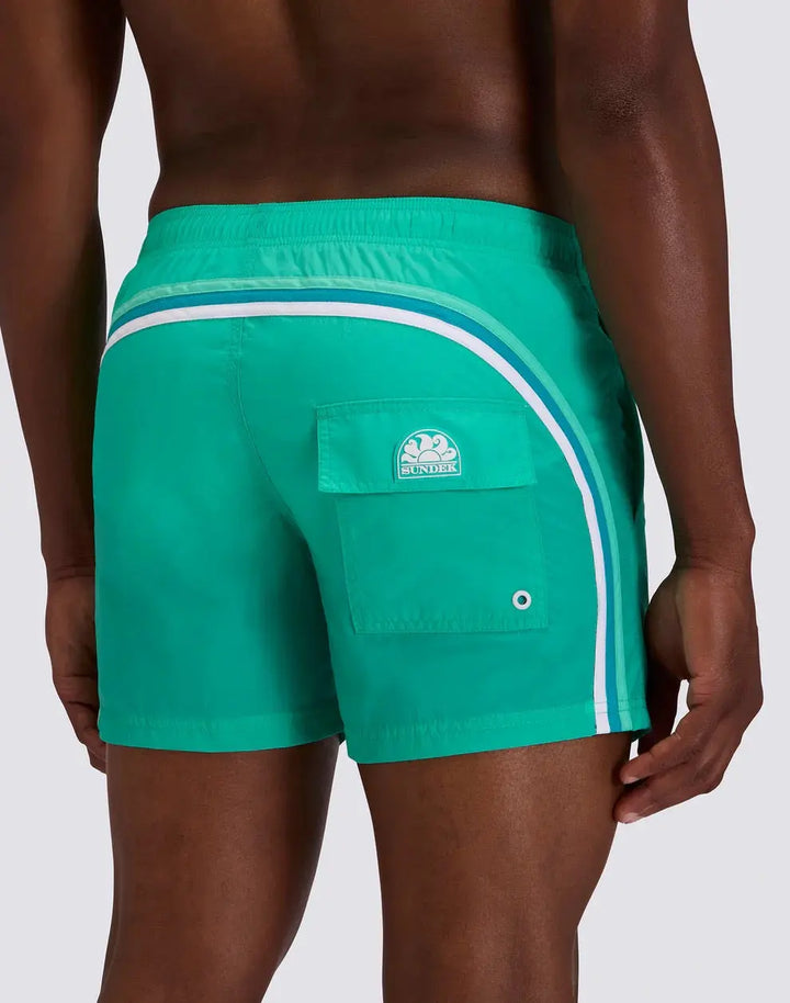 MEN'S SHORT SWIMSHORTS WITH ELASTIC WAIST AND CRINKLED WAIST SUNDEK