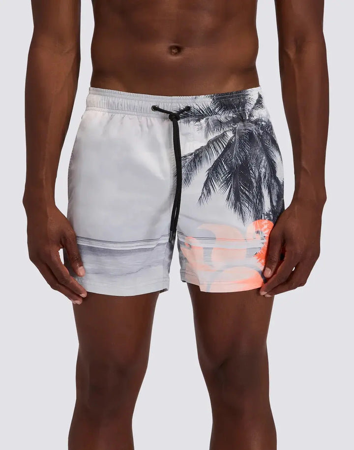 MEN'S SHORT SWIMSUIT WITH ELASTIC WAIST AND LA DREAM PRINT IN RECYCLED POLY SUNDEK