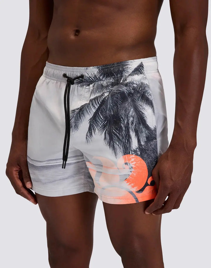 MEN'S SHORT SWIMSUIT WITH ELASTIC WAIST AND LA DREAM PRINT IN RECYCLED POLY SUNDEK