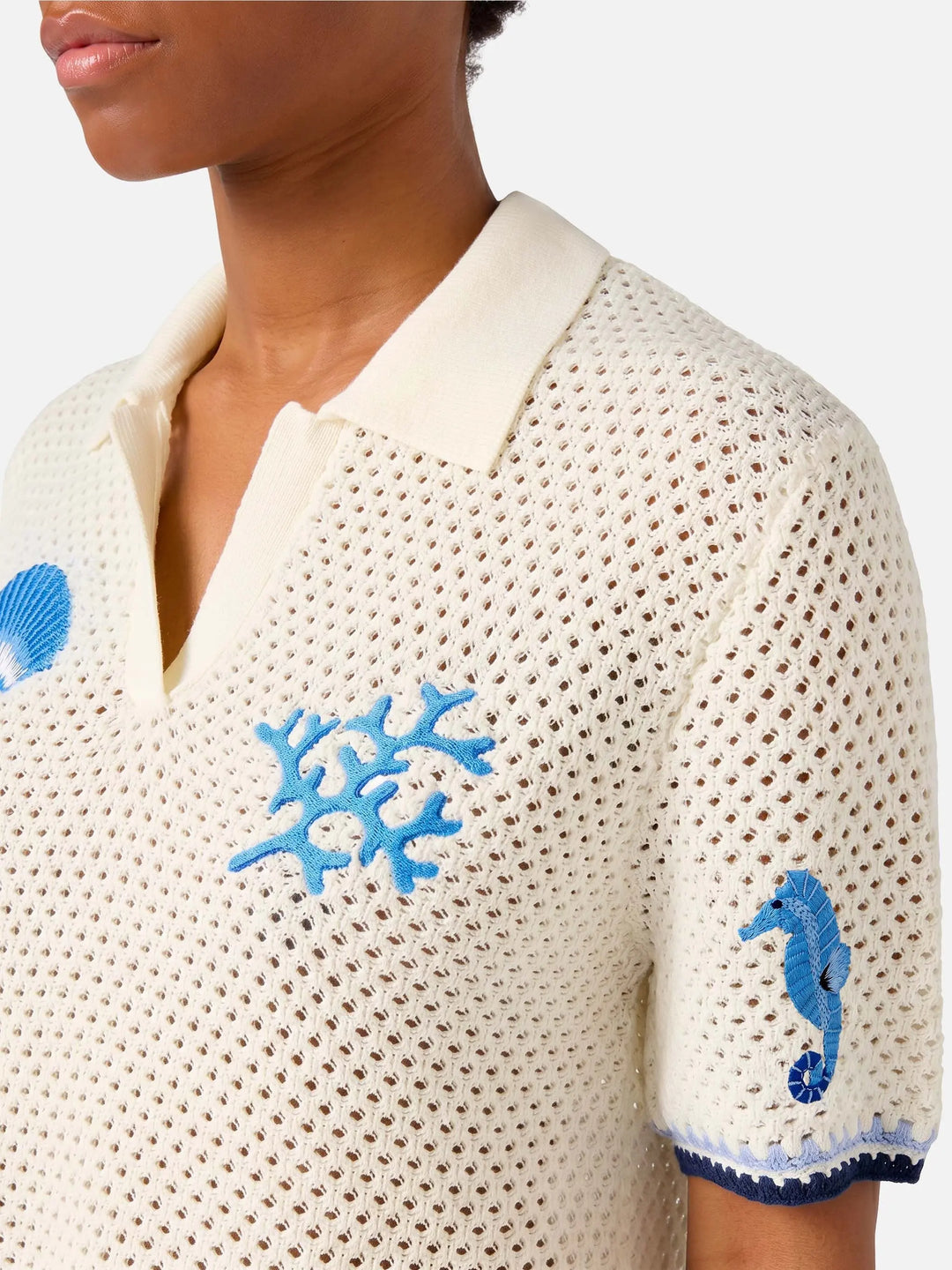 PIXIE WOMAN KNIT POLO LACE OCEANS MC2 SAINT BARTH