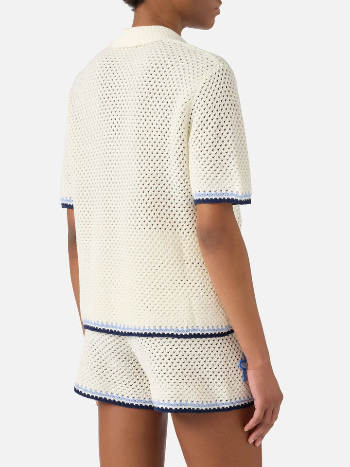 PIXIE WOMAN KNIT POLO LACE OCEANS MC2 SAINT BARTH