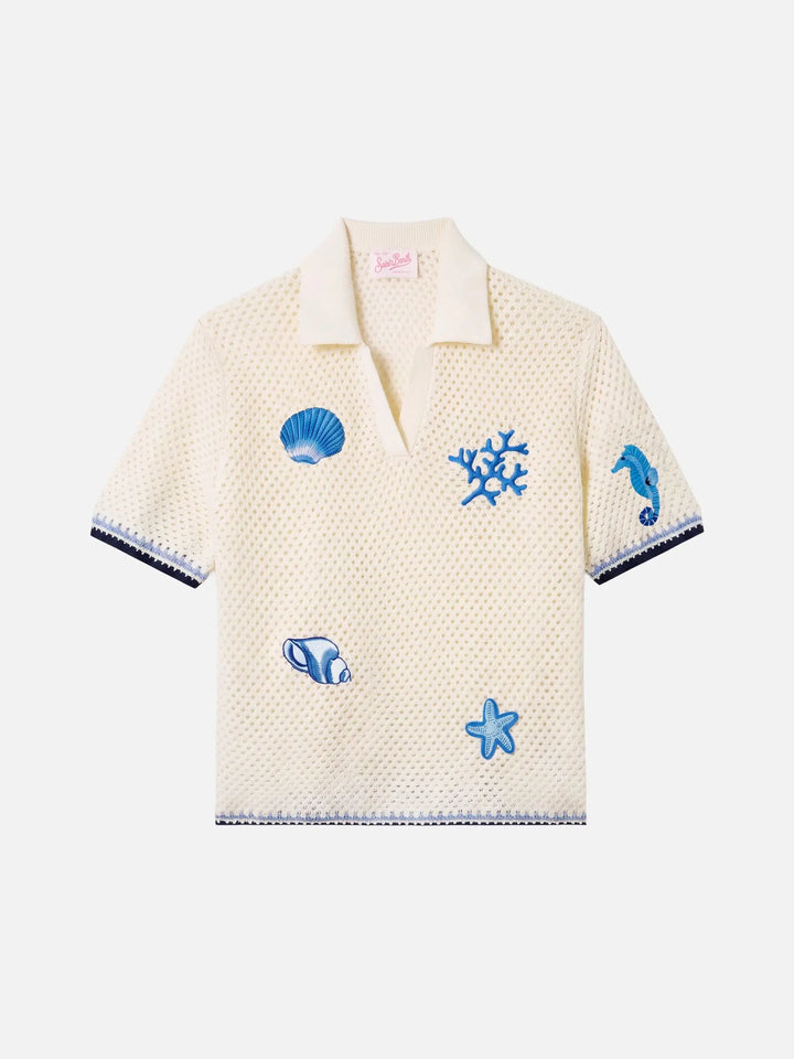 PIXIE WOMAN KNIT POLO LACE OCEANS MC2 SAINT BARTH