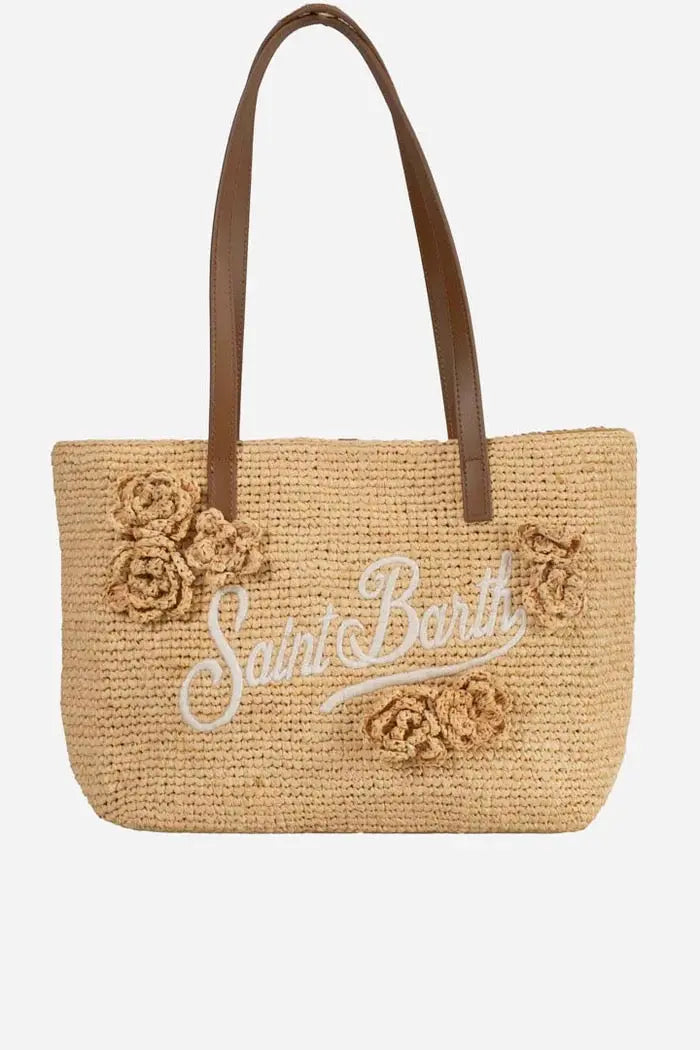 RAFFIA CITY SHOULDER BAG FLOWERS PATCH MC2 SAINT BARTH