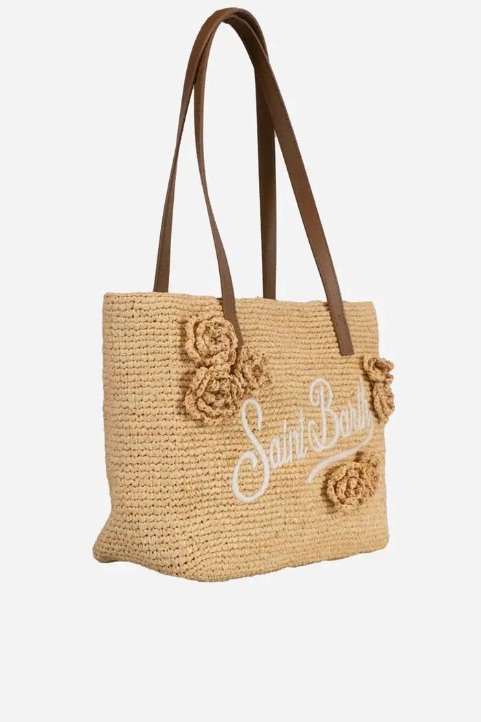 RAFFIA CITY SHOULDER BAG FLOWERS PATCH MC2 SAINT BARTH