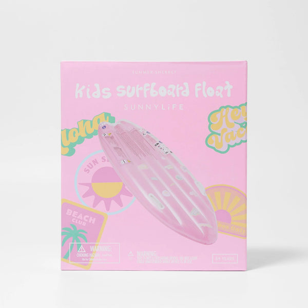 KIDS SURFBOARD FLOAT SUMMER SHERBET BUBBLEGUM PINK