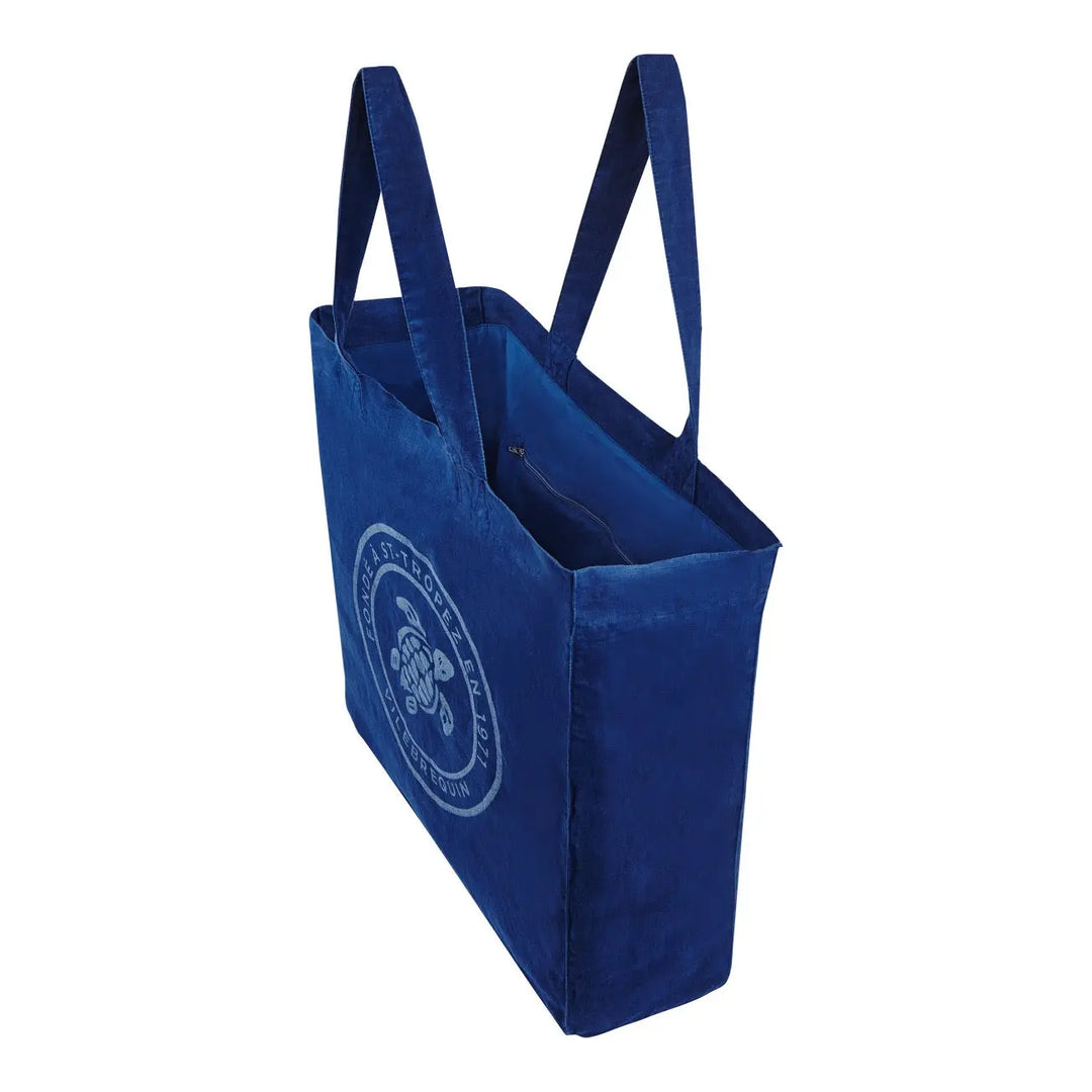 SAC DE PLAGE BABEL EN LIN TORTUE MINUIT - BeachLife Concept