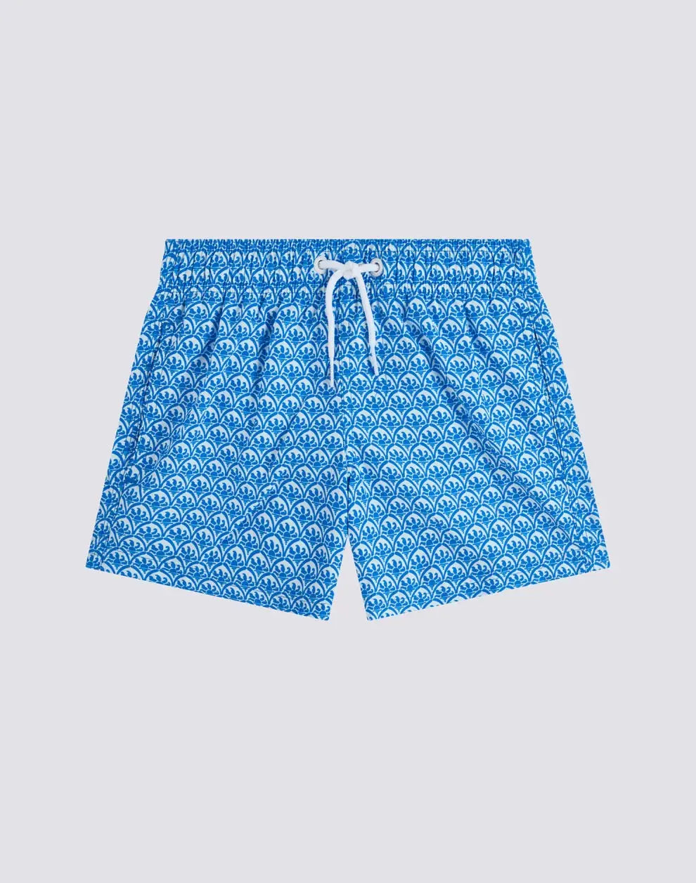 SHORT SWIMSHORTS WITH ELASTICATED WAIST IN REPREVE® WITH MAJOLICA SUNSET PRINT SUNDEK