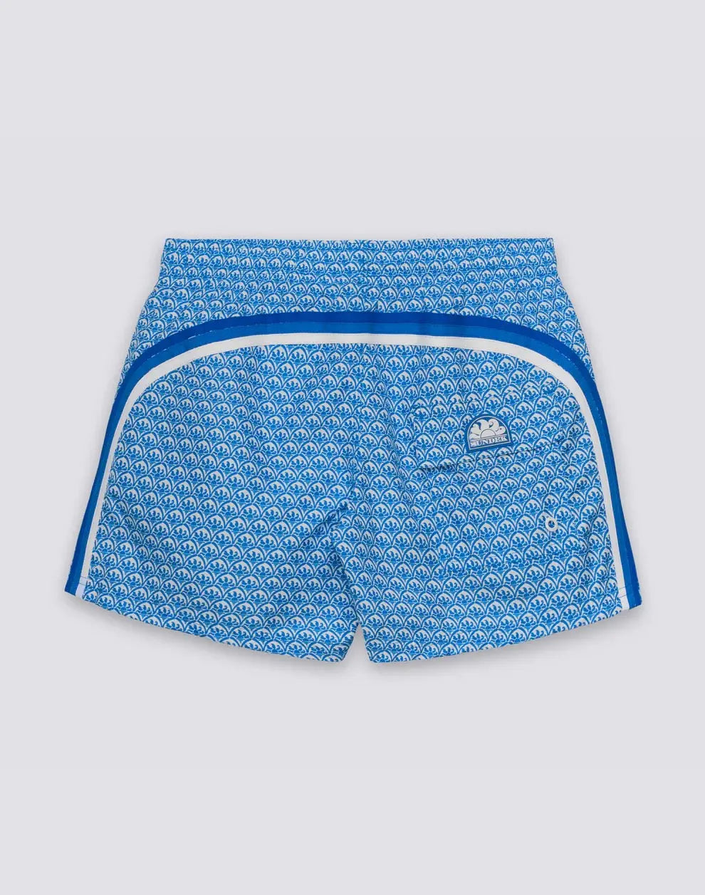 SHORT SWIMSHORTS WITH ELASTICATED WAIST REPREVE® RECYCLED POLYESTER WITH SUNSET MAIOLICA PRINT SUNDEK
