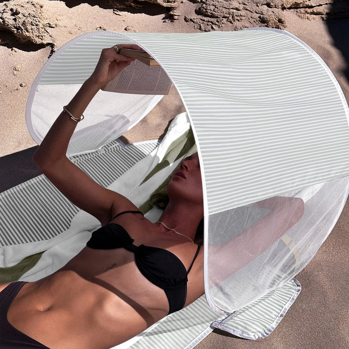 SOLO SUN SHADER - LA PALMA SAGE STRIPE - BeachLife Concept