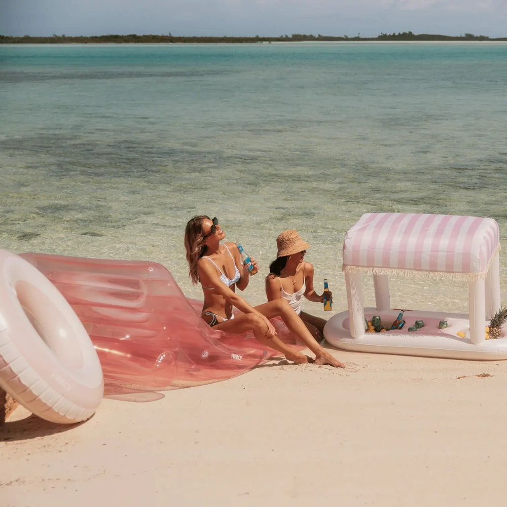 STRIPE TUBE POOL FLOAT PINK & WHITE - BeachLife Concept
