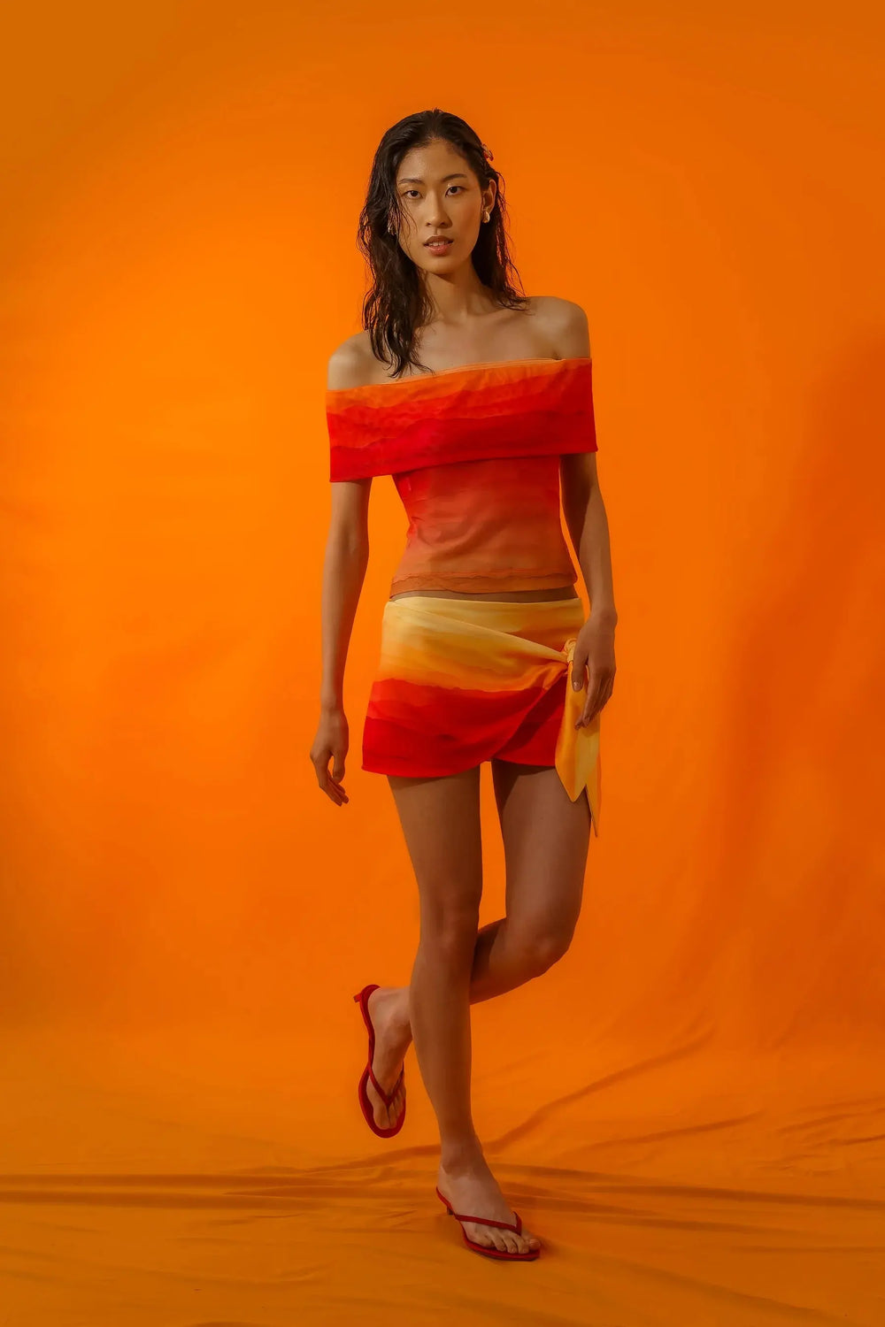 SUNSET OFF SHOULDER TOP MESH - BeachLife Concept