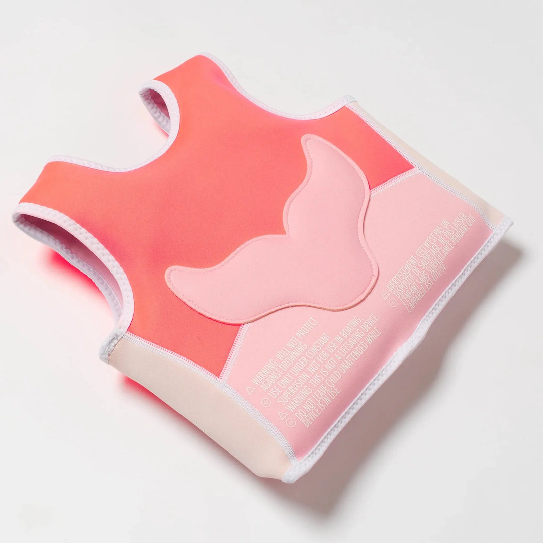 SWIM VEST 1-2 MELODY THE MERMAID NEON STRAWBERRY - BeachLife Concept