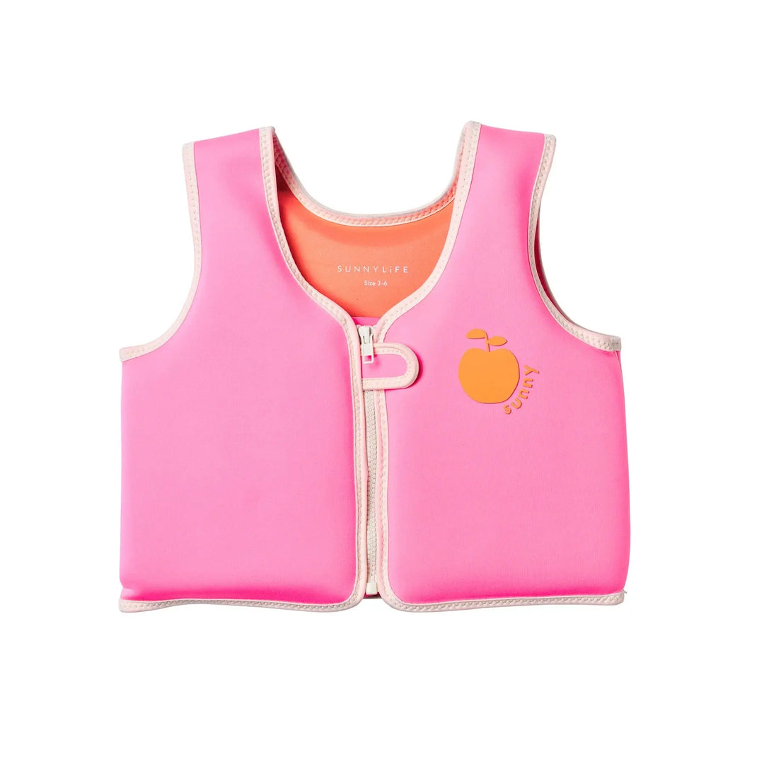 SWIM VEST 3-6 POPPY THE PEACH NEON PINK SUNNYLIFE