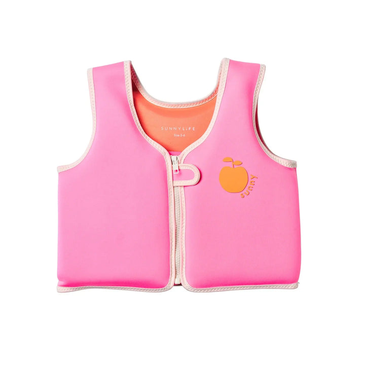 SWIM VEST 3-6 POPPY THE PEACH NEON PINK SUNNYLIFE