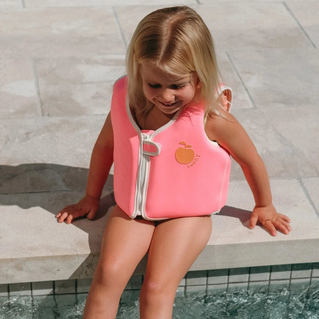 SWIM VEST 3-6 POPPY THE PEACH NEON PINK SUNNYLIFE
