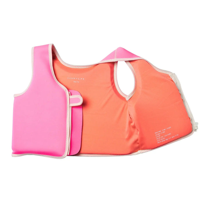 SWIM VEST 3-6 POPPY THE PEACH NEON PINK SUNNYLIFE