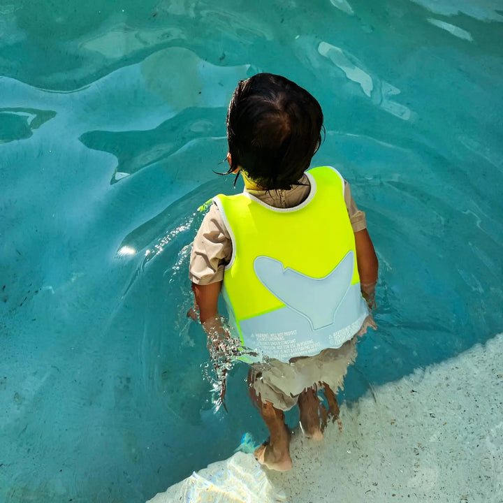 SWIM VEST 3-6 SALTY THE SHARK AQUA NEON YELLOW - BeachLife Concept