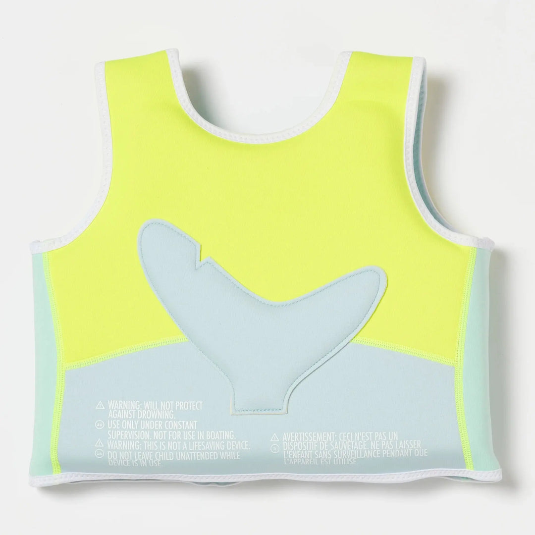 SWIM VEST 3-6 SALTY THE SHARK AQUA NEON YELLOW - BeachLife Concept