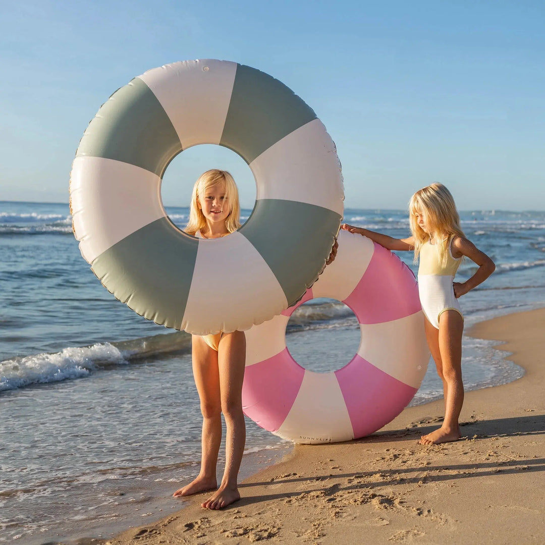 TUBE POOL RING THE VACAY SOFT OLIVE STRIPE - BeachLife Concept