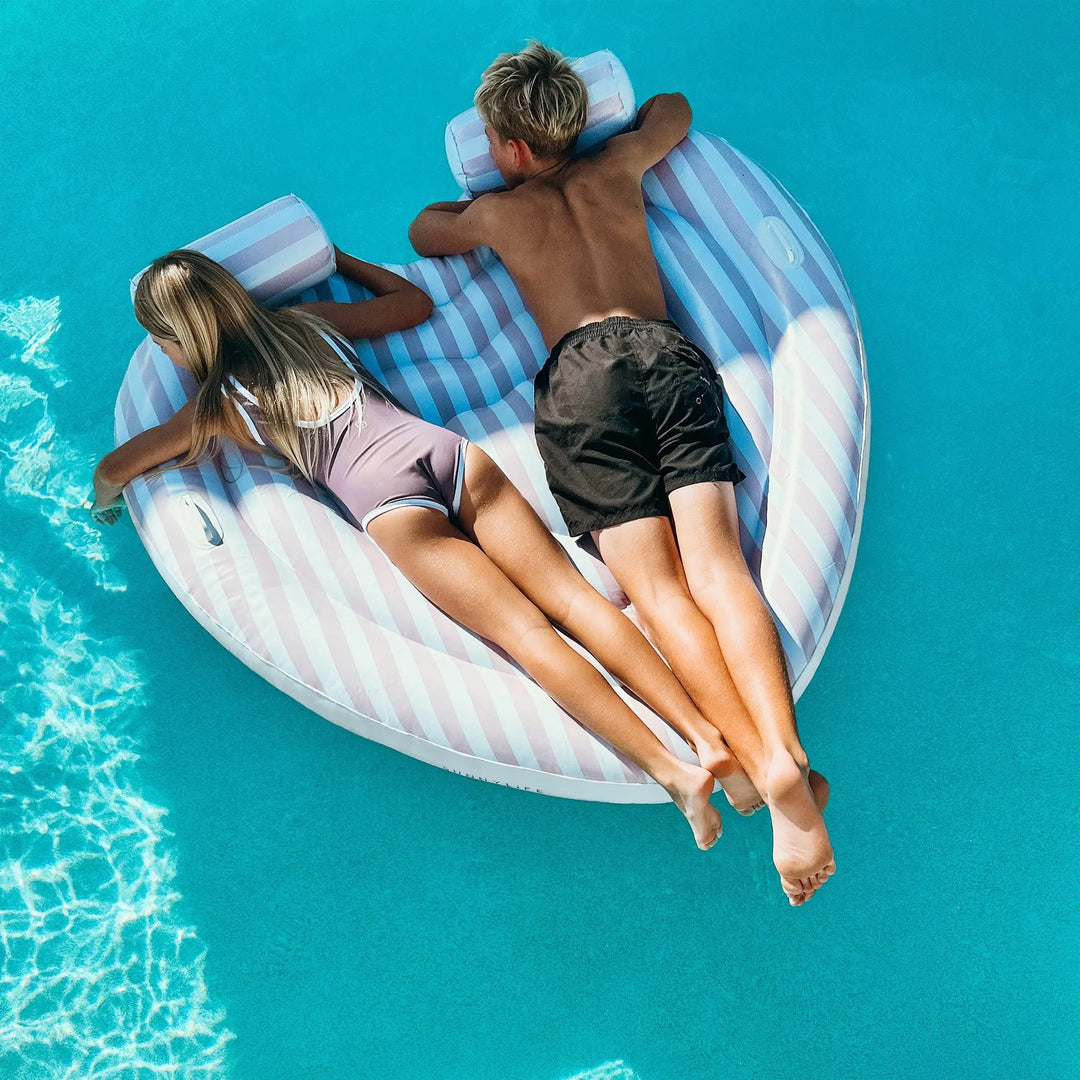 TWIN LIE-ON FLOAT STOLE MY HEART PINK STRIPE - BeachLife Concept
