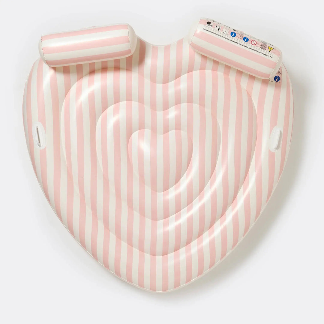 TWIN LIE-ON FLOAT STOLE MY HEART PINK STRIPE - BeachLife Concept