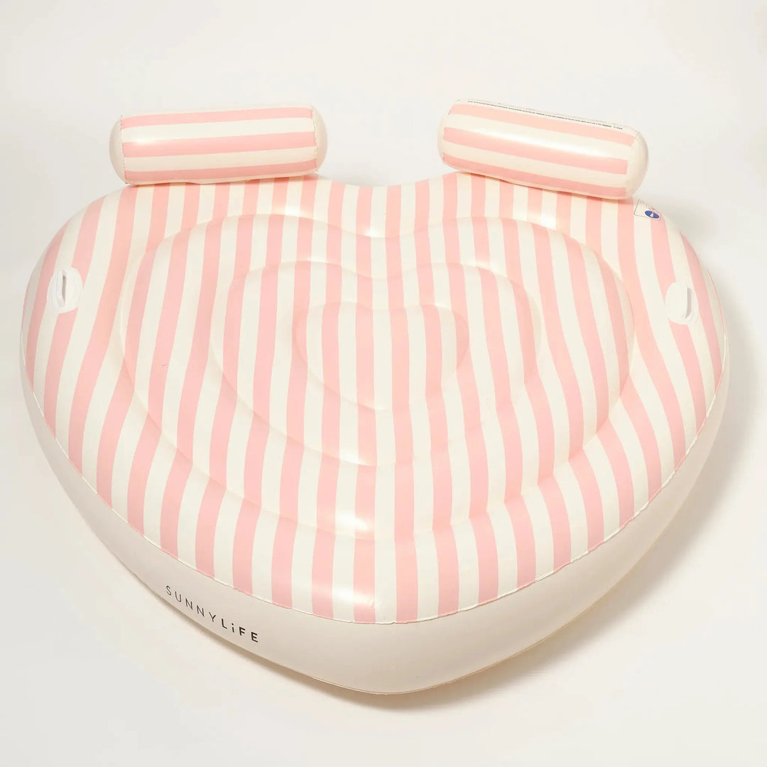 TWIN LIE-ON FLOAT STOLE MY HEART PINK STRIPE - BeachLife Concept