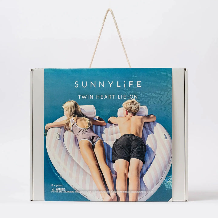 TWIN LIE-ON FLOAT STOLE MY HEART PINK STRIPE - BeachLife Concept