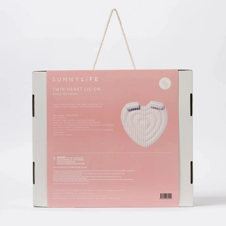 TWIN LIE-ON FLOAT STOLE MY HEART PINK STRIPE - BeachLife Concept