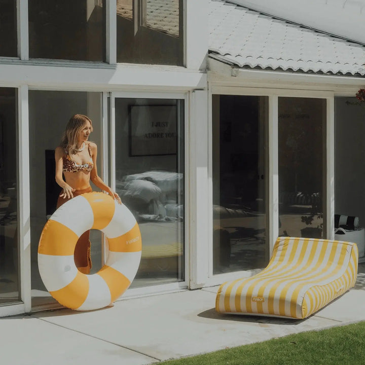 VINTAGE TUBE POOL FLOAT MUSTARD - BeachLife Concept