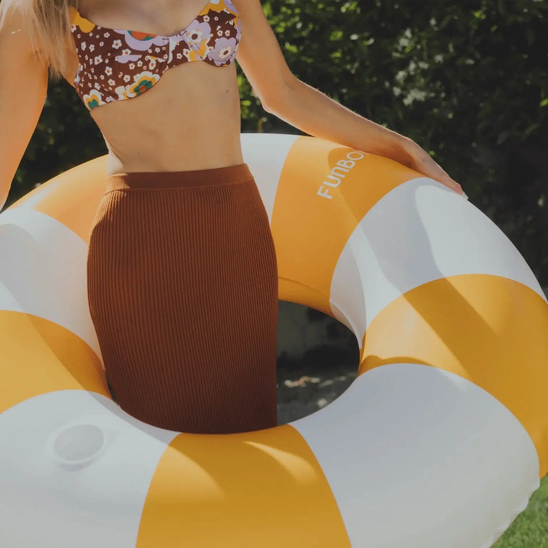 VINTAGE TUBE POOL FLOAT MUSTARD - BeachLife Concept