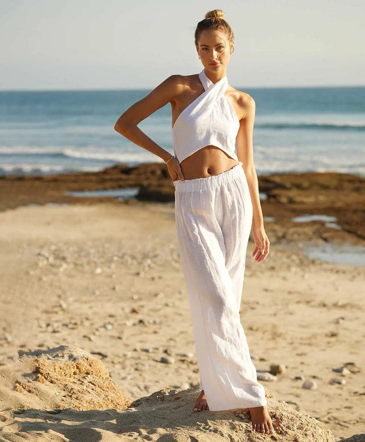 WATER LILY LINEN WRAP TOP - BeachLife Concept