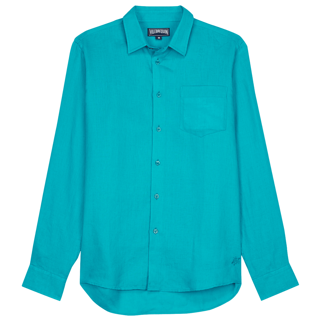 CHEMISE LIN HOMME UNI CAROUBIS