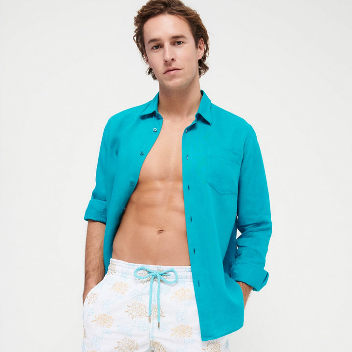CHEMISE LIN HOMME UNI CAROUBIS