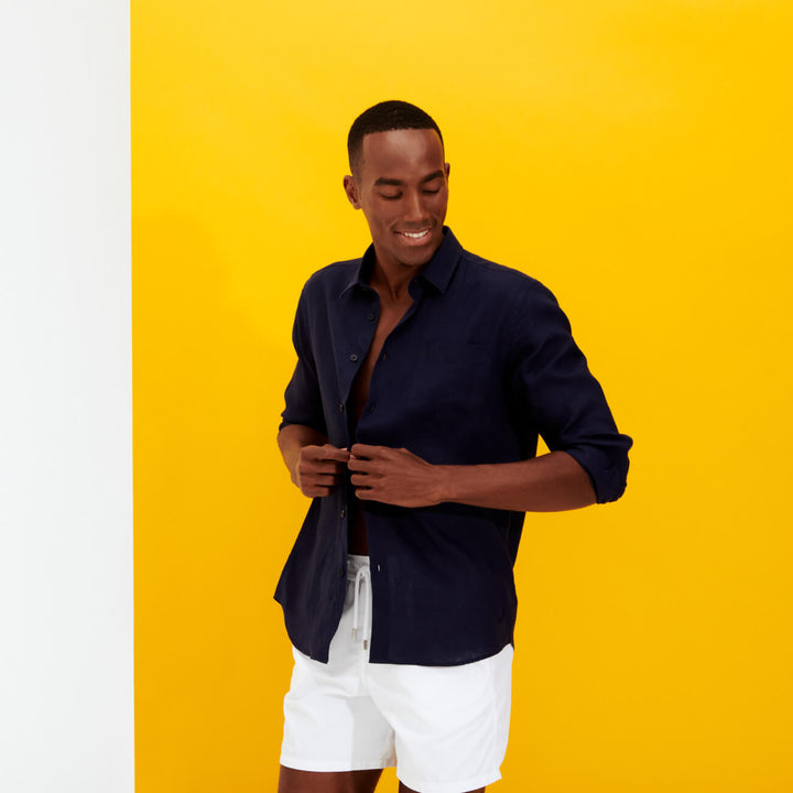 CHEMISE LIN HOMME UNI CAROUBIS