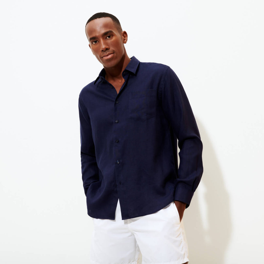 CHEMISE LIN HOMME UNI CAROUBIS