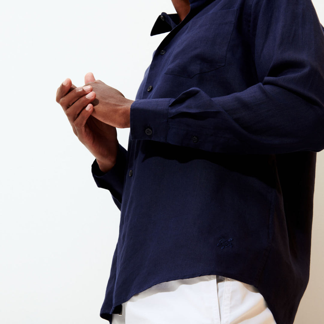 CHEMISE LIN HOMME UNI CAROUBIS