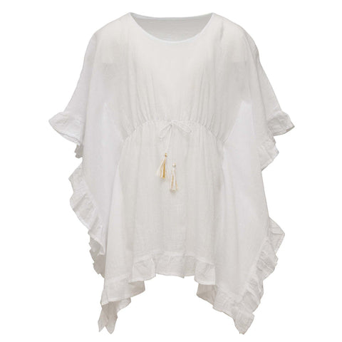WHITE FRILLED COVER UP